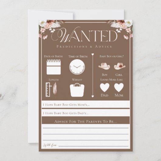 Wild West Gezocht Voorspellingen & Advies Spel Kaa Kaart (Voorkant)