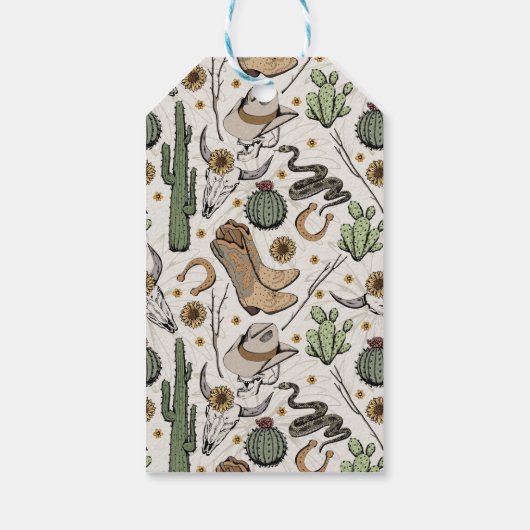 Wild West Happy Birthday Bull Skull Cadeaulabel (Achterkant)