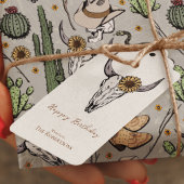 Wild West Happy Birthday Bull Skull Cadeaulabel