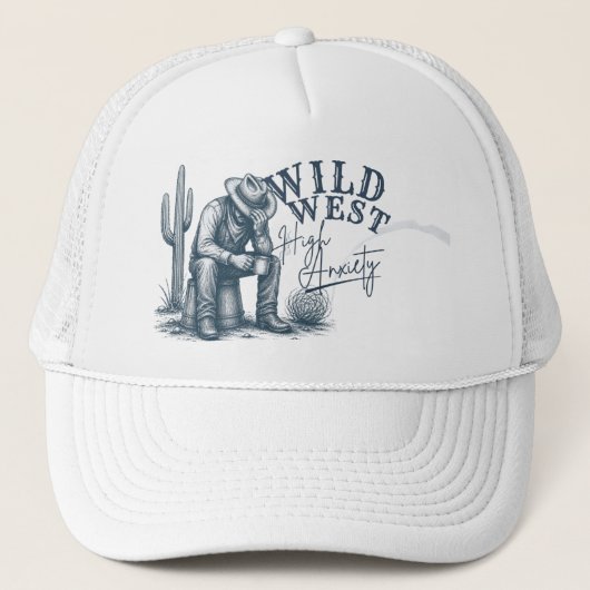 Wild West Hoge Angst | Grappig Westers Ontwerp Trucker Pet (Voorkant)