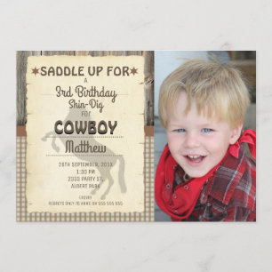 Wild West Horse Foto Birthday Party Invitation Kaart