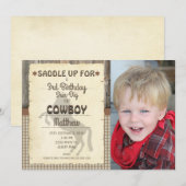 Wild West Horse foto verjaardagsfeestje uitnodigin Kaart (Voorkant / Achterkant)