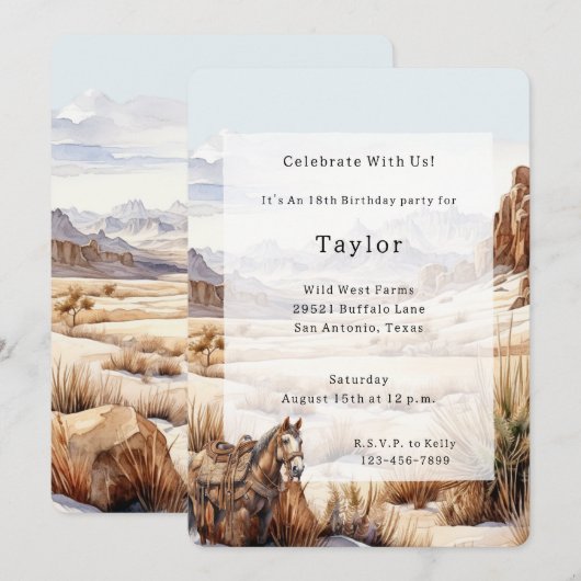Wild West Horse Verjaardag Kaart (Voorkant / Achterkant)