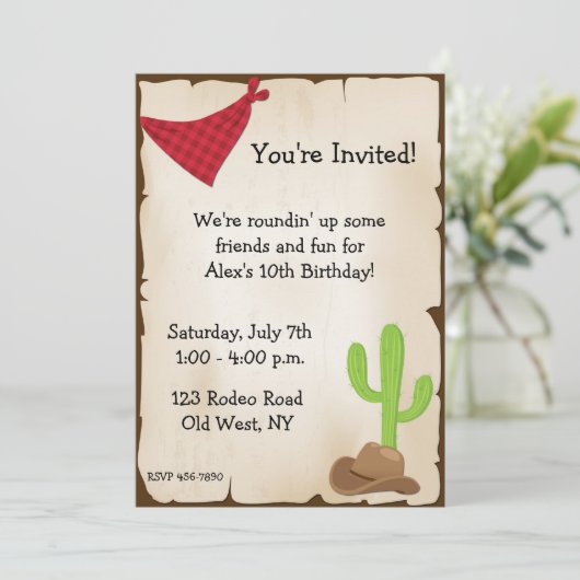 Wild West Invitation Kaart (Staand voorkant)
