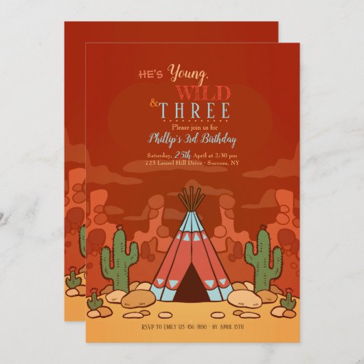 Wild West Invitation Kaart (Voorkant / Achterkant)