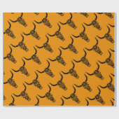 wild-west-koe-skull-horens-zwart-wit-vectorclip- cadeaupapier (Vlak)