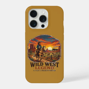Wild West-legende Vintage Cowboy Zonsondergang Gra iPhone 15 Pro Case