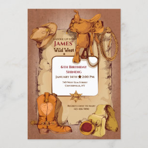 Wild West Lijst Birthday Party Invitation Kaart