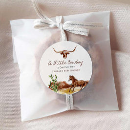 Wild West Little Cowboy Baby shower Ronde Sticker