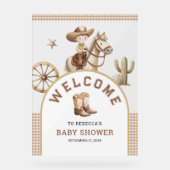 Wild West Little Cowboy Baby Shower Welcome Acryl Bord (Voorkant)