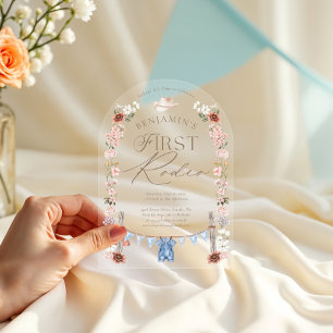 Wild West Little Cowboy Eerste Rodeo Eerste Verjaa Acryl Uitnodigingen