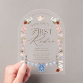 Wild West Little Cowboy Eerste Rodeo Eerste Verjaa Acryl Uitnodigingen (Insitu (Draagbaar))