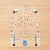 Wild West Little Cowboy Eerste Rodeo Eerste Verjaa Acryl Uitnodigingen (Voorkant)