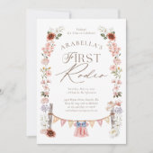 Wild West Little Cowgirl Eerste Rodeo 1e Verjaarda Kaart (Voorkant)