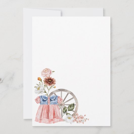 Wild West Little Cowgirl Eerste Rodeo 1e Verjaarda Kaart (Achterkant)