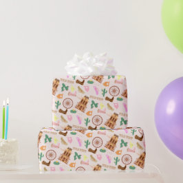 Wild West met Cacti Pattern Kids Verjaardagsfeest Cadeaupapier