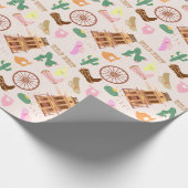 Wild West met Cacti Pattern Kids Verjaardagsfeest Cadeaupapier (Hoek)