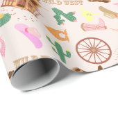 Wild West met Cacti Pattern Kids Verjaardagsfeest Cadeaupapier (Rol Hoek)