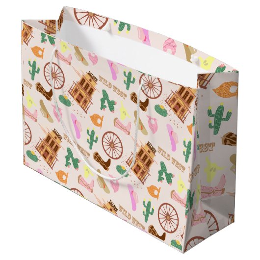 Wild West met Cacti Pattern Kids Verjaardagsfeest Groot Cadeauzakje (Achterkant Gekanteld)