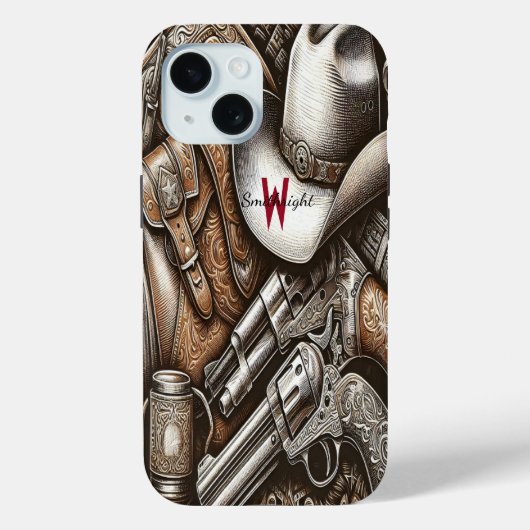 Wild West Met Cowboy Pet en Pistolen Case-Mate iPhone Case (Achterkant)