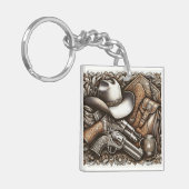 Wild West Met Cowboy Pet en Pistolen Sleutelhanger (Voorkant Links)