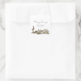 Wild West met de hand getekende western baby showe Vierkante Sticker
