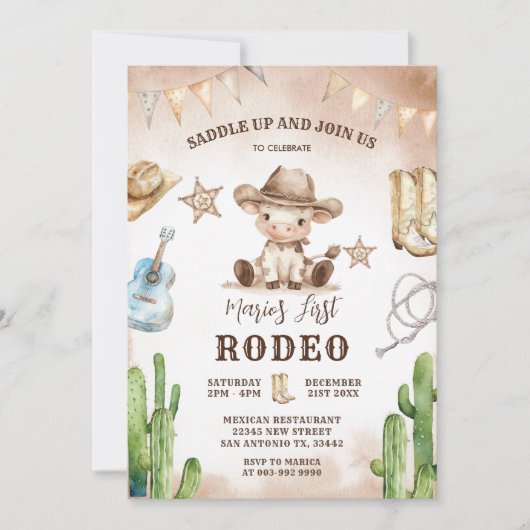 Wild West: mijn eerste Rodeo Cowboy verjaardag Kaart (Voorkant)