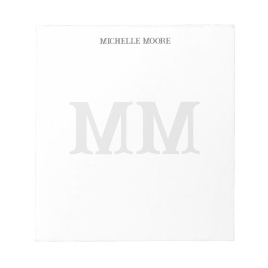 Wild West Monogram Grijs Wit Modern Minimalistisch Notitieblok (Voorkant)