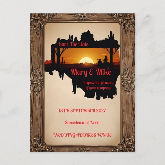 Wild West Novelty bruiloft uitnodiging (Voorkant)