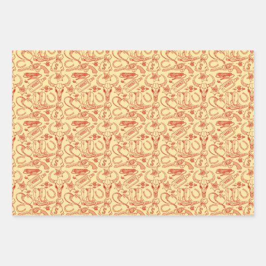 Wild West Old Cowboy Pattern Rustic Western Inpakpapier Vel (Voorkant)
