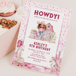 Wild West Paard Cowgirl Kids Verjaardag Uitnodigin Kaart
