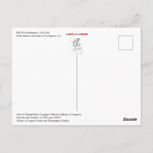 Wild West Performance, 29-05-1923 Briefkaart (Achterkant)