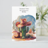 Wild West Petten Cowboy Verjaardag Bedankkaart (Staand voorkant)