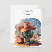 Wild West Petten Cowboy Verjaardag Bedankkaart (Voorkant / Achterkant)