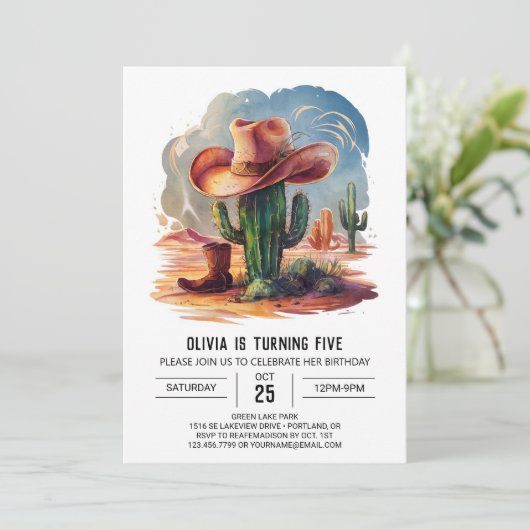 Wild West Petten Cowboy Verjaardag Kaart (Staand voorkant)