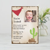 Wild West Photo Birthday Invitation Kaart (Staand voorkant)