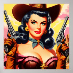 Wild West Pin-up Poster
