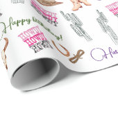 Wild West Pink Western paardenthema Cadeaupapier (Rol Hoek)