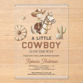 Wild West Ranch Rodeo Little Cowboy Baby Shower Acryl Uitnodigingen (Voorkant)