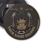 Wild West Revolver Hoefijzer Western Cowboy Saloon Button Flesopener