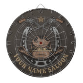 Wild West Revolver Hoefijzer Western Cowboy Saloon Dartbord (Voorkant)