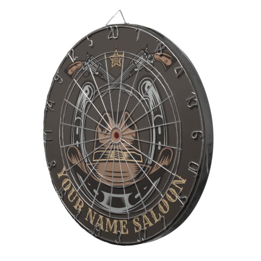 Wild West Revolver Hoefijzer Western Cowboy Saloon Dartbord (Voorkant Rechts)
