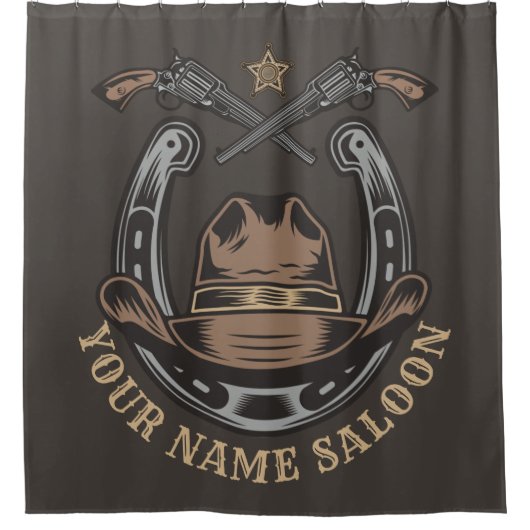 Wild West Revolver Hoefijzer Western Cowboy Saloon Douchegordijn (Voorkant)