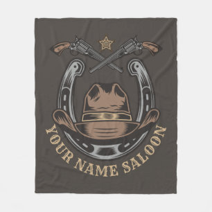 Wild West Revolver Hoefijzer Western Cowboy Saloon Fleece Deken