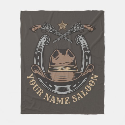 Wild West Revolver Hoefijzer Western Cowboy Saloon Fleece Deken (Voorkant)