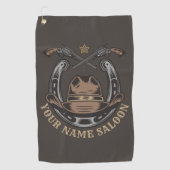 Wild West Revolver Hoefijzer Western Cowboy Saloon Golfhanddoek (Voorkant)
