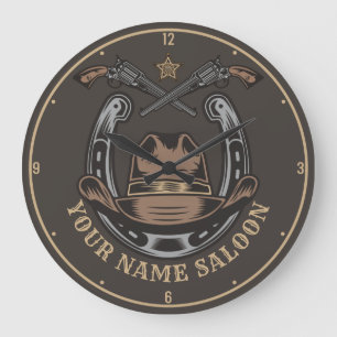 Wild West Revolver Hoefijzer Western Cowboy Saloon Grote Klok