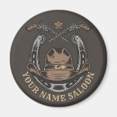 Wild West Revolver Hoefijzer Western Cowboy Saloon Magneet (Voorkant)