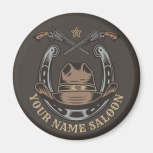 Wild West Revolver Hoefijzer Western Cowboy Saloon Magneet