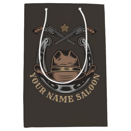 Wild West Revolver Hoefijzer Western Cowboy Saloon Medium Cadeauzakje (Voorkant)
